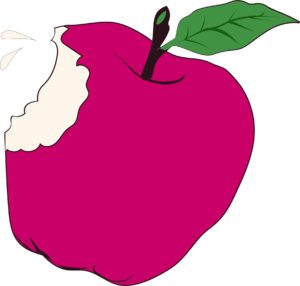 Apple with a bite taken out of it
